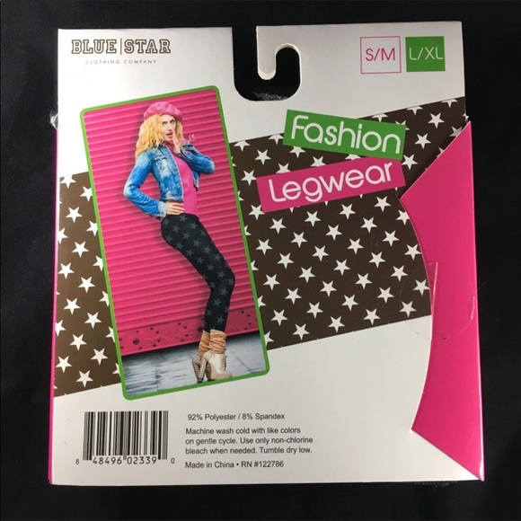 NWT Ankle Length Black Star Leggings L/XL - Picture 2 of 2